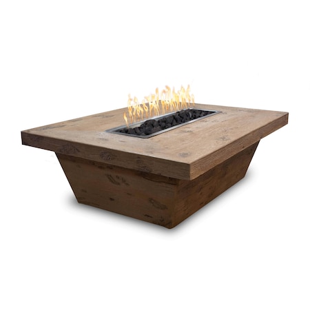 The Outdoor Plus 72 Rectangular Carson Fire Table, Wood Grain GFRC Concrete, Oak, Match Lit w/Flame Sense, Natural Gas OPT-CRS7236FSML-OAK-NG